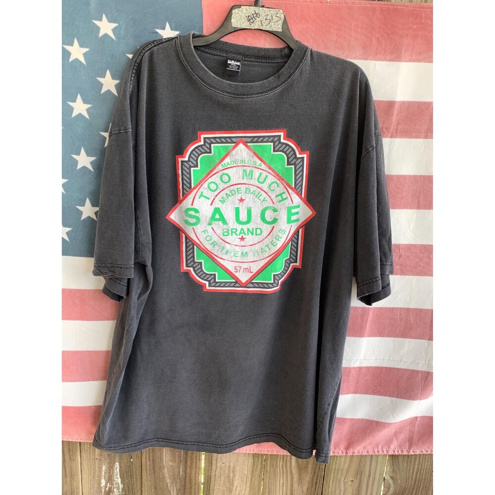 Y2K Too Much Sauce graphic tee - bold red and green design Big and Tall 4XL